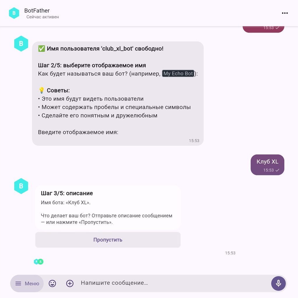 Шаг 2 — отображаемое имя, шаг 3 — описание