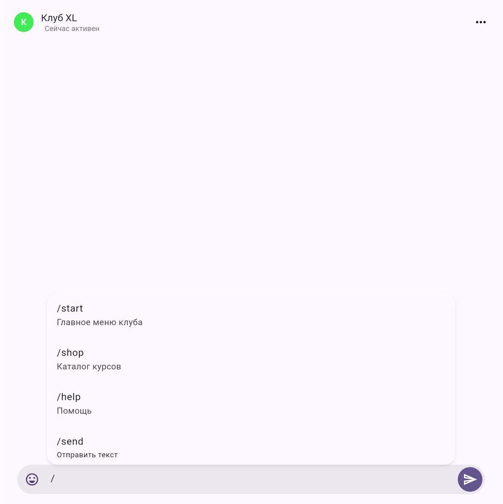 Подсказки команд бота по «/»